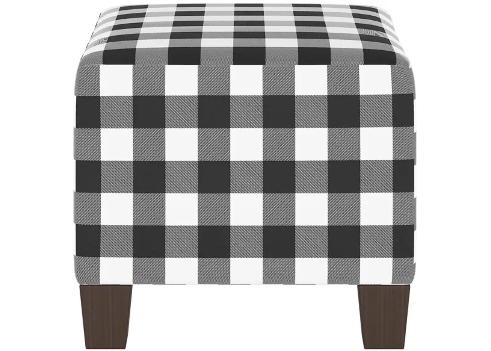 Merry Ottoman in Classic Gingham Black by Skyline