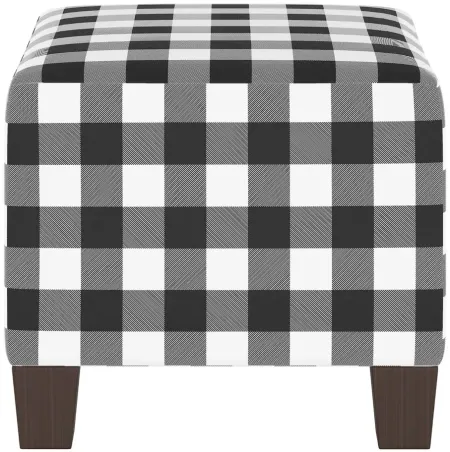 Merry Ottoman in Classic Gingham Black by Skyline
