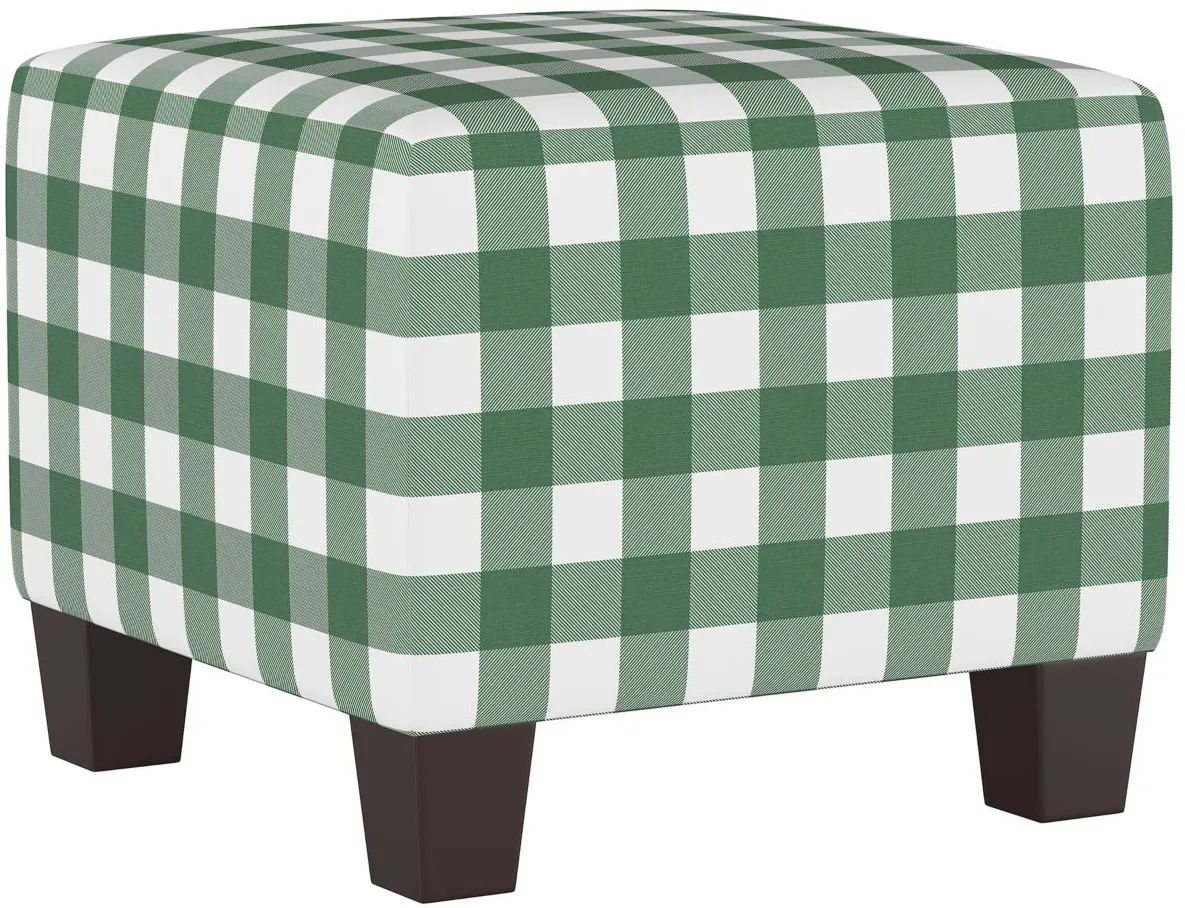 Merry Ottoman in Classic Gingham Evergreen by Skyline