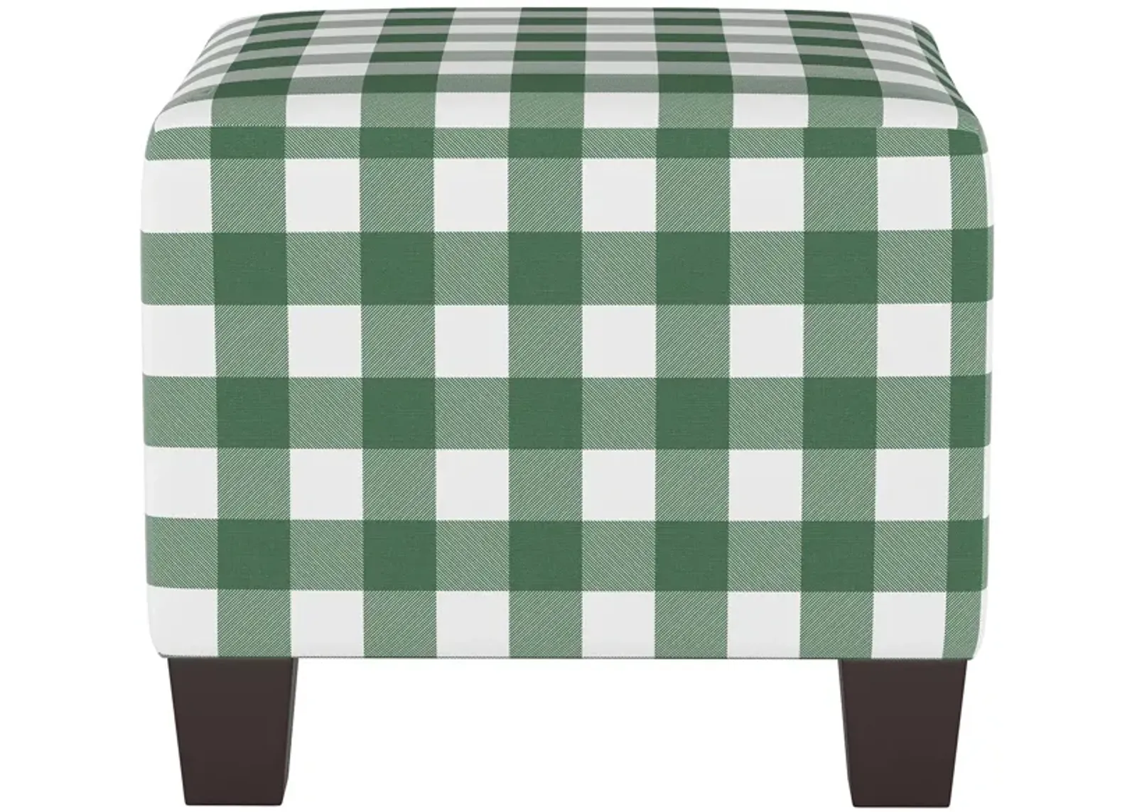 Merry Ottoman in Classic Gingham Evergreen by Skyline