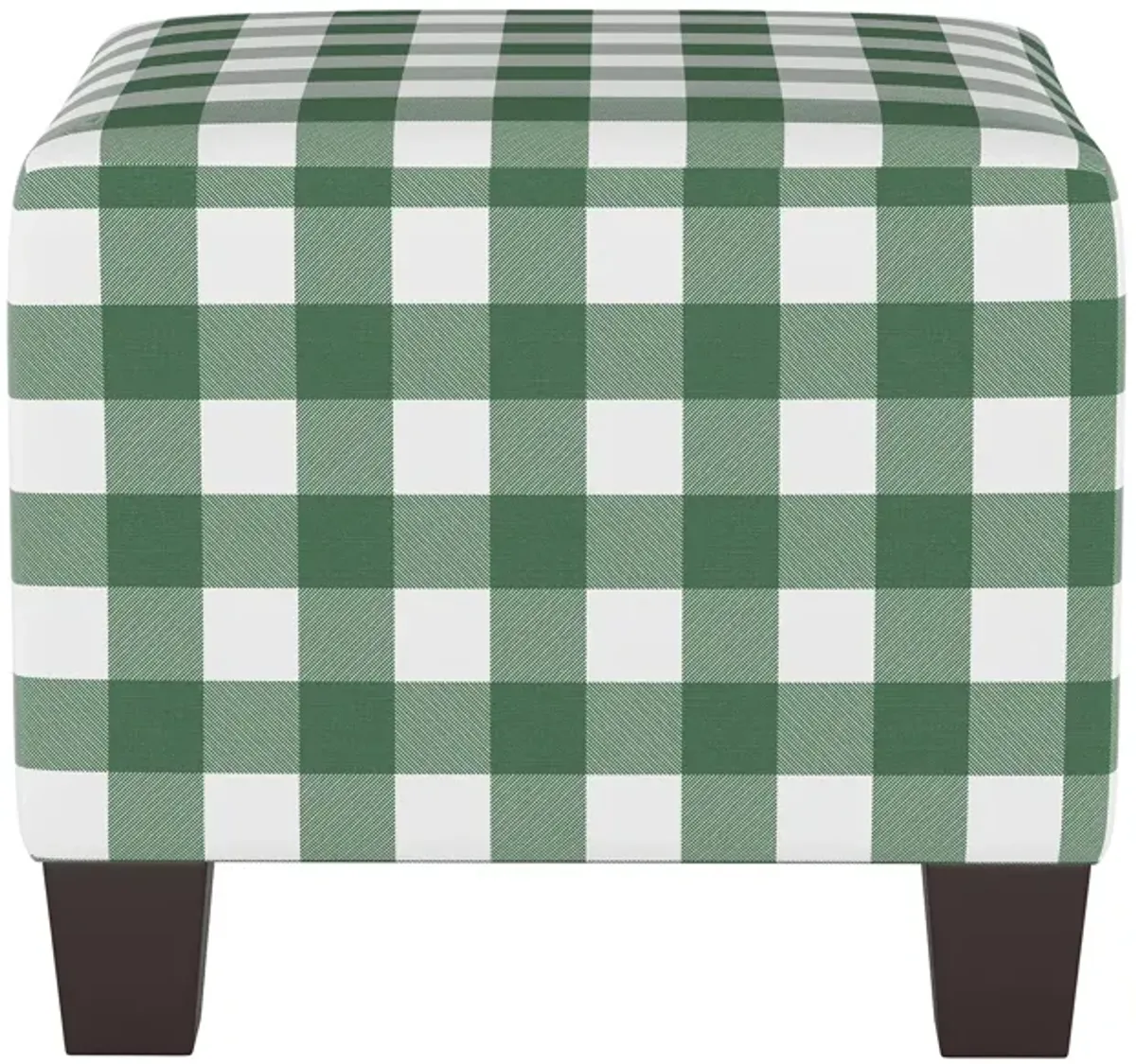 Merry Ottoman in Classic Gingham Evergreen by Skyline