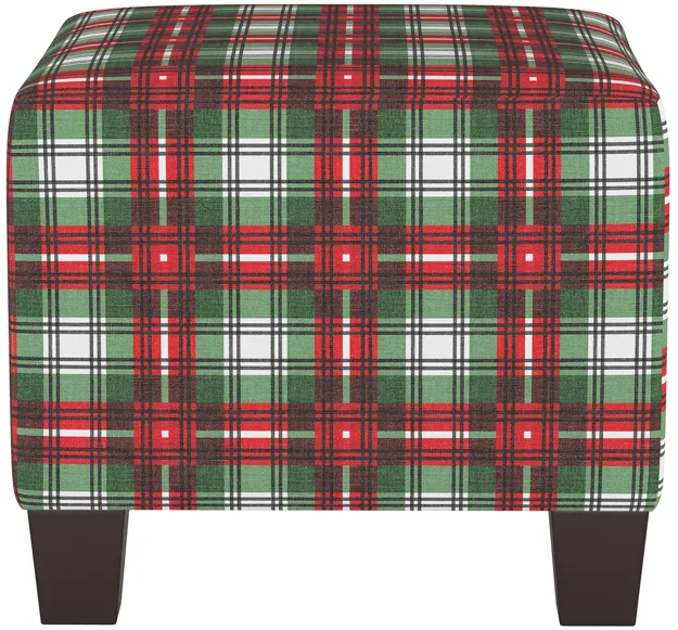 Merry Ottoman in Nicolas Plaid Green by Skyline