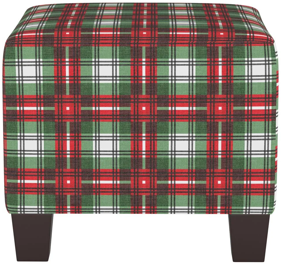 Merry Ottoman in Nicolas Plaid Green by Skyline