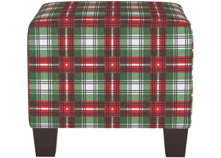 Merry Ottoman in Nicolas Plaid Green by Skyline