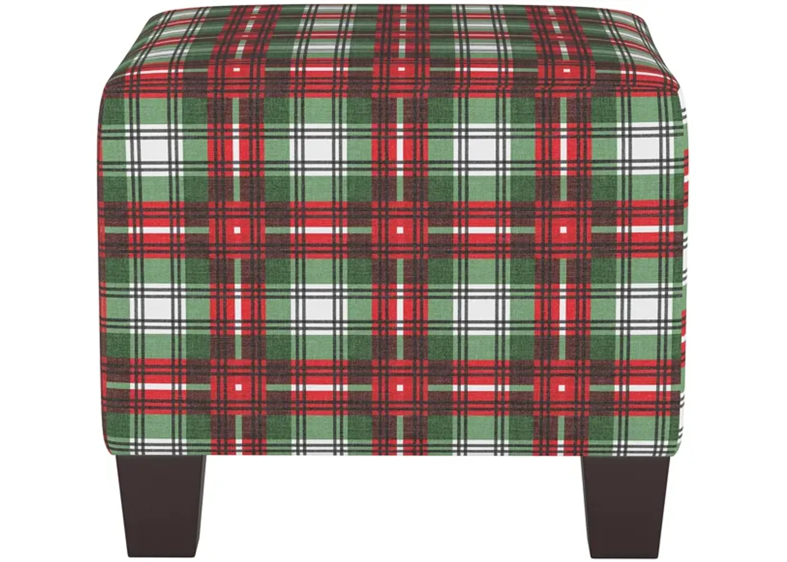 Merry Ottoman in Nicolas Plaid Green by Skyline