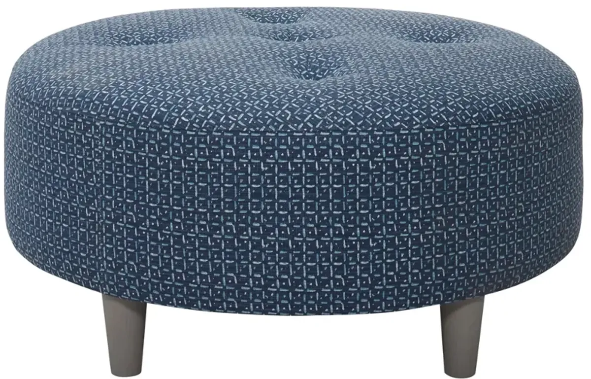 Mariner Cocktail Ottoman in Gray;White;Blue by Emeraldcraft