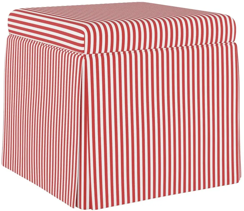 Merry Storage Ottoman in Candy Stripe Red by Skyline