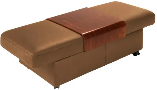 Stressless Sapphire Leather Storage Ottoman w/ Table