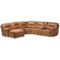 Mistral Modern 6-Piece Sectional with Recliners in Light Brown by Wholesale Interiors