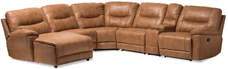 Mistral Modern 6-Piece Sectional with Recliners in Light Brown by Wholesale Interiors