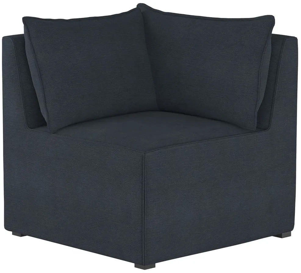 Stacy III Corner Chair in Linen Navy by Skyline