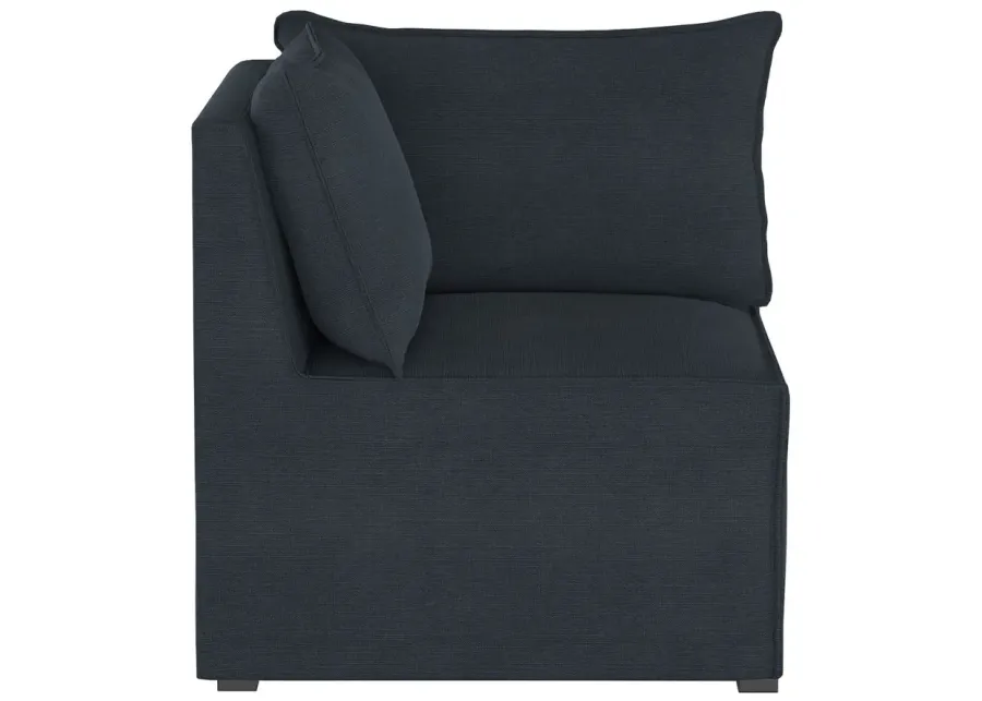 Stacy III Corner Chair in Linen Navy by Skyline