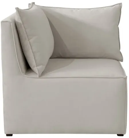 Stacy III Corner Chair in Velvet Light Grey by Skyline