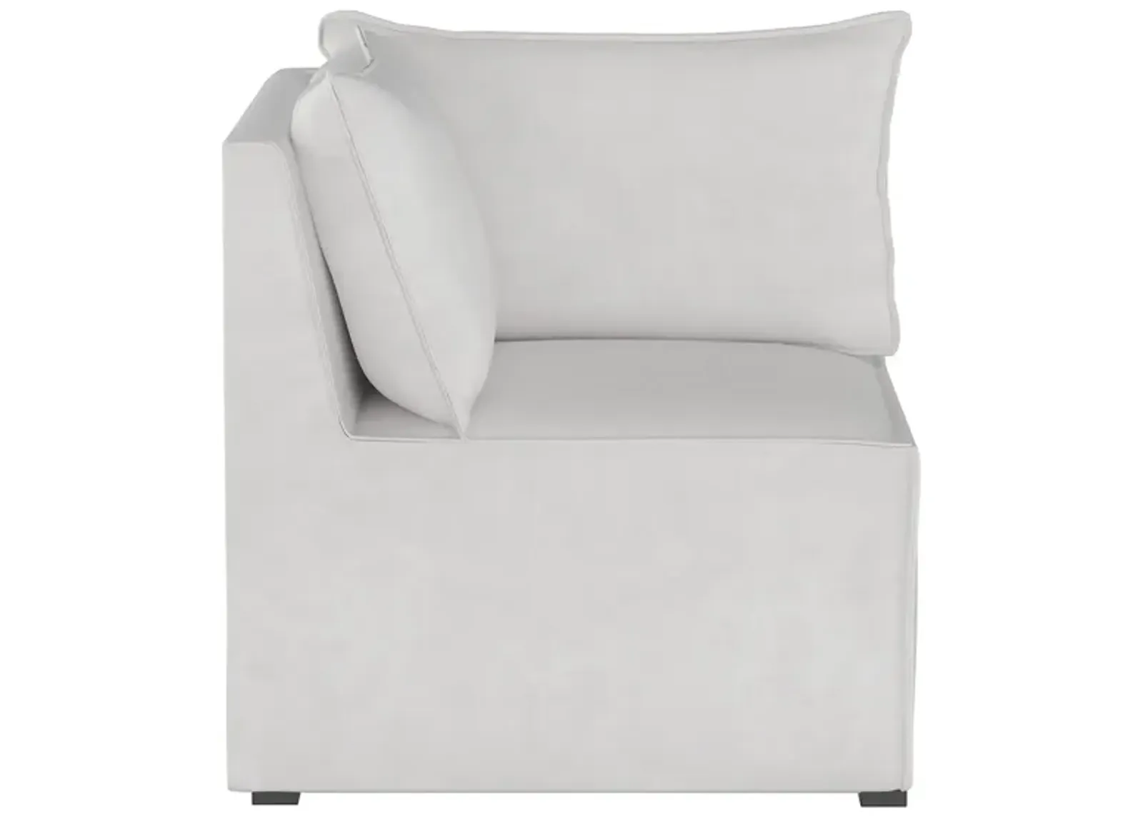 Stacy III Corner Chair in Velvet White by Skyline