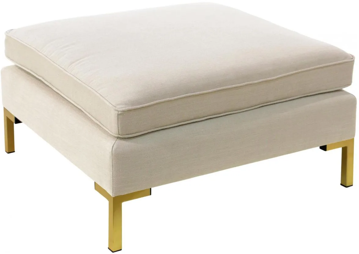 Stacy Ottoman in Linen Talc by Skyline