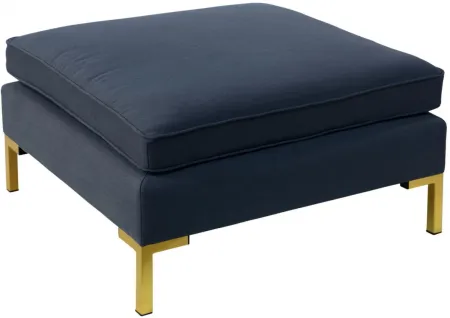Stacy Ottoman in Linen Navy by Skyline