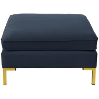 Stacy Ottoman in Linen Navy by Skyline