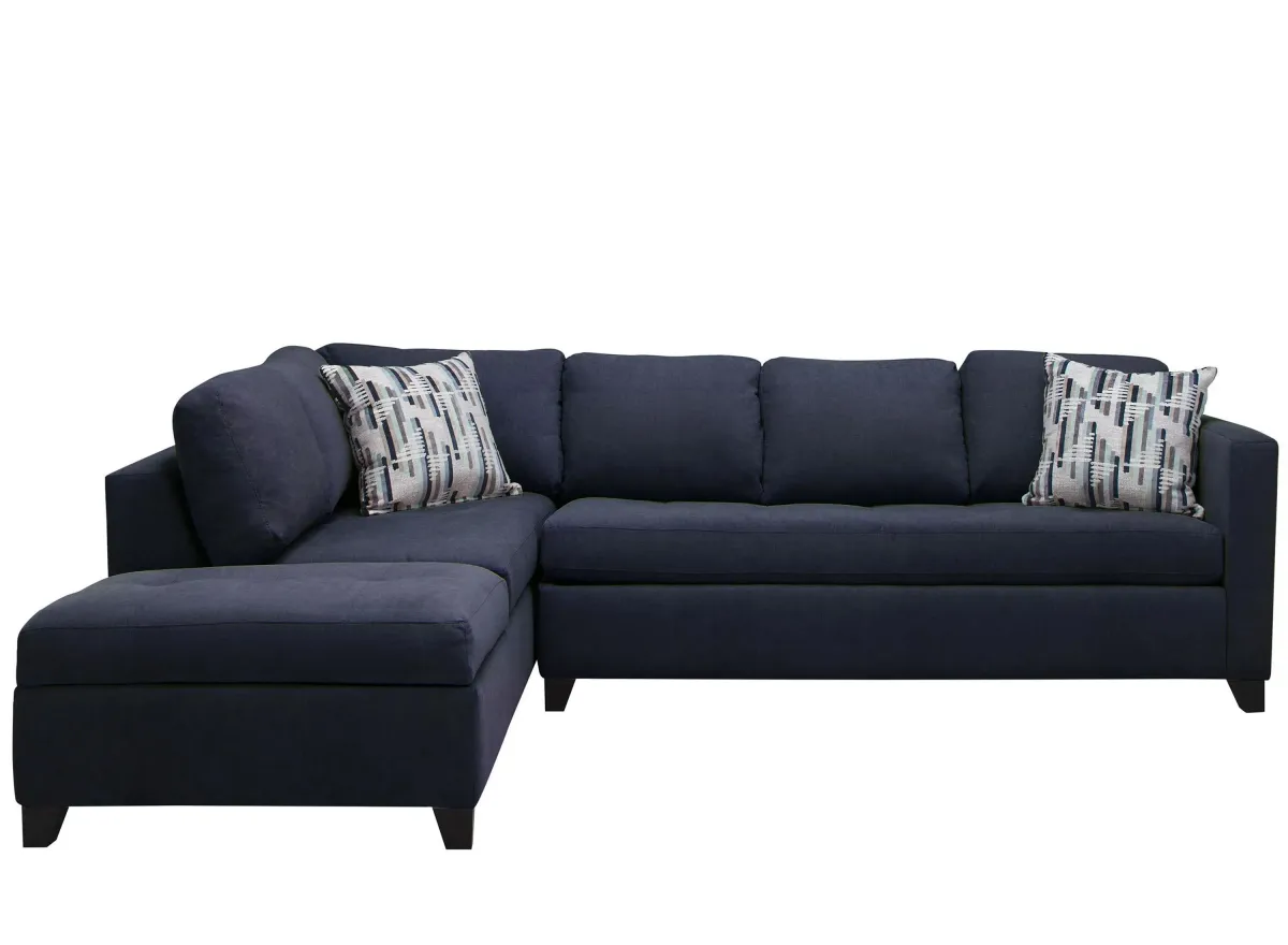 Dexter 2-pc. Sofa Chaise w/Queen Sleeper in Navy by Jonathan Louis