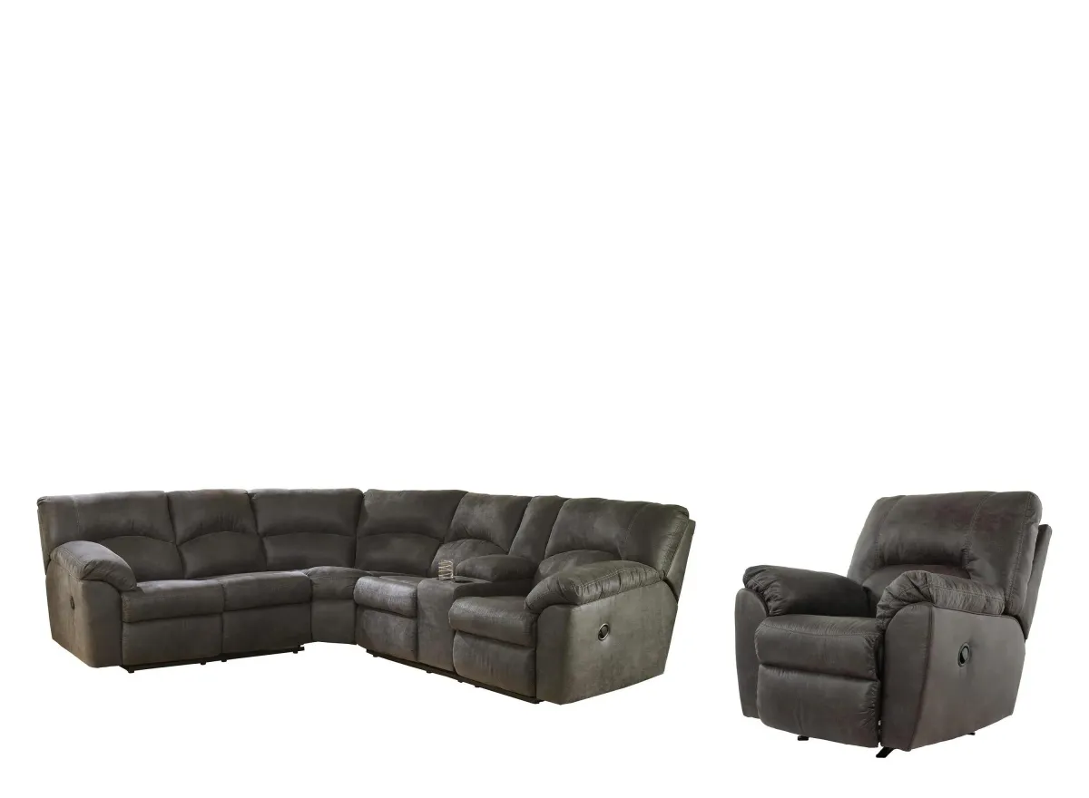 Tambo 2-pc. Sectional with Recliner in Pewter by Ashley Furniture