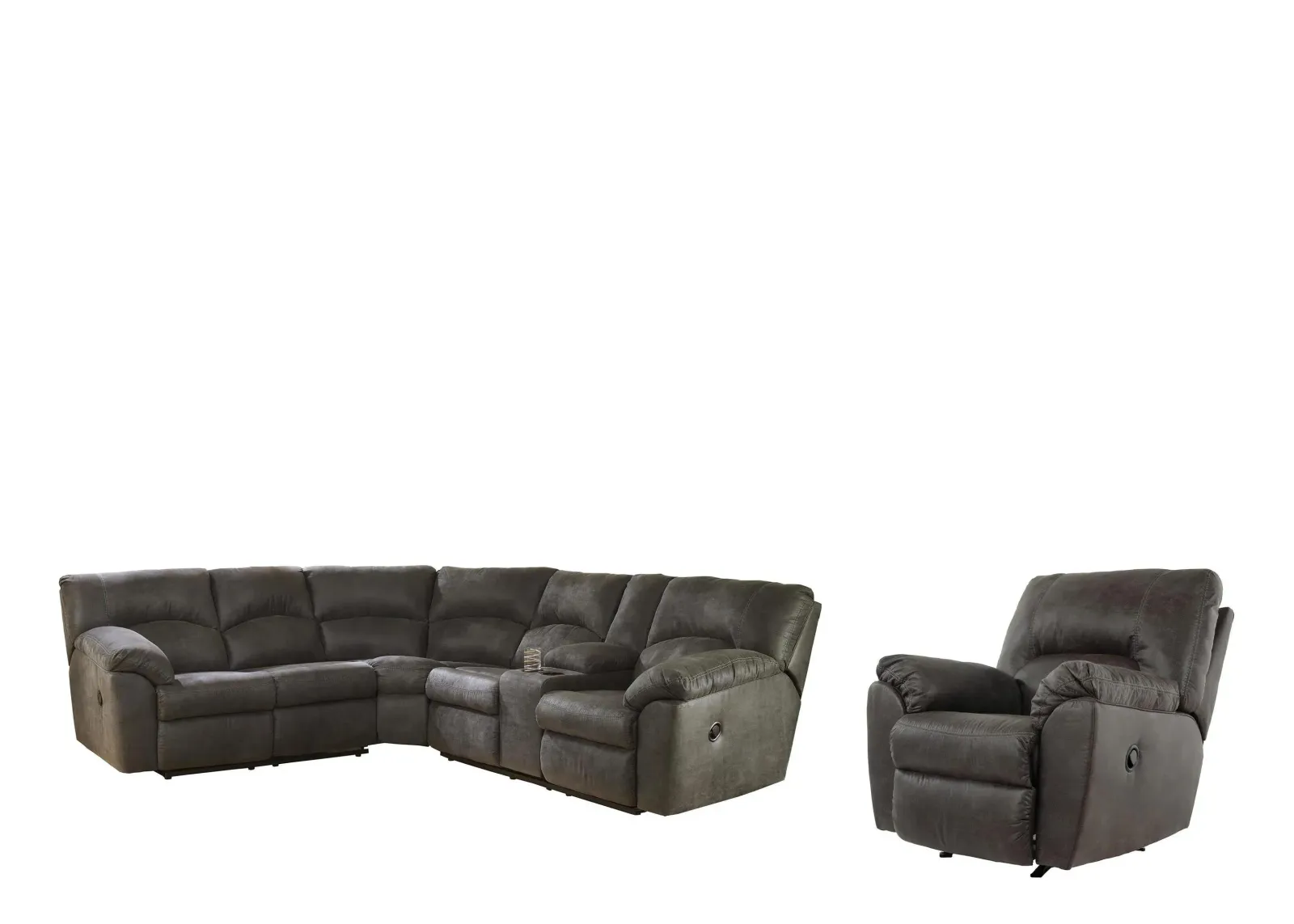 Tambo 2-pc. Sectional with Recliner in Pewter by Ashley Furniture