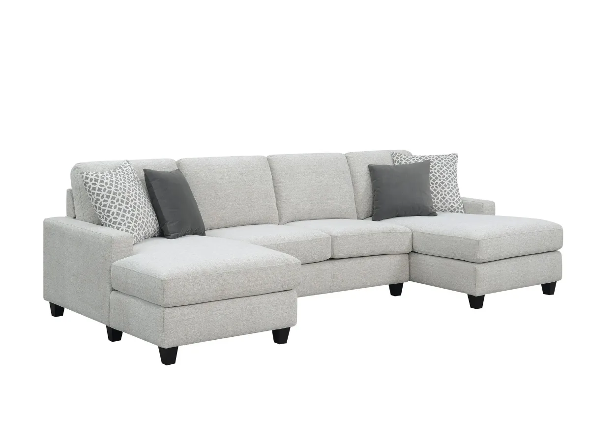 Walker Chaise Sectional in Pale Gray by Emerald Home Furnishings