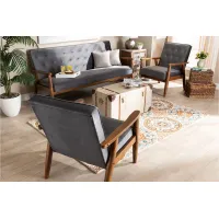 Sorrento 3-pc.. Living Room Set in Gray/Brown by Wholesale Interiors