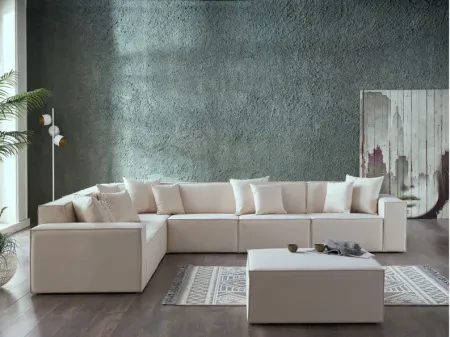 Daya 5-pc. Sectional with Ottoman in Manori Beige by HUDSON GLOBAL MARKETING USA
