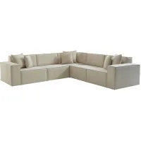 Daya 5-pc. Sectional with Ottoman in Manori Beige by HUDSON GLOBAL MARKETING USA