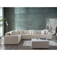 Daya 6-pc. Sectional with Ottoman in Manori Beige by HUDSON GLOBAL MARKETING USA