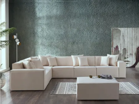 Daya 6-pc. Sectional with Ottoman in Manori Beige by HUDSON GLOBAL MARKETING USA
