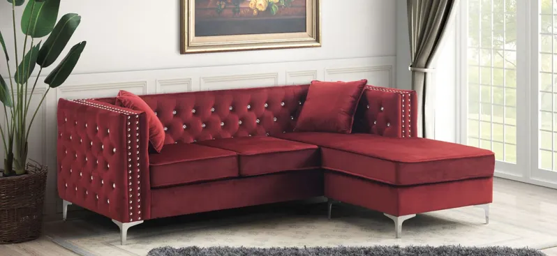 Paige Sofa Chaise in Burgundy by Glory Furniture