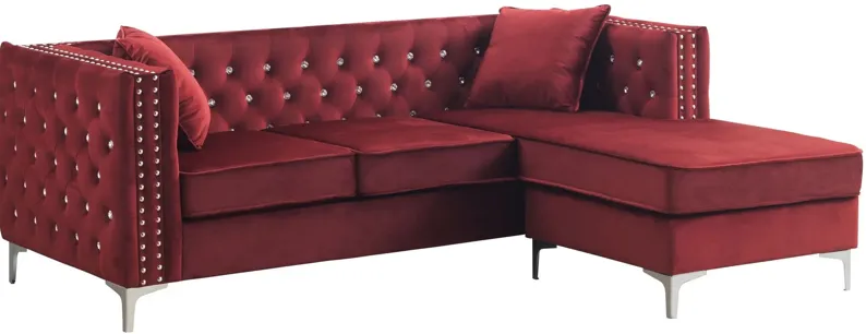 Paige Sofa Chaise in Burgundy by Glory Furniture