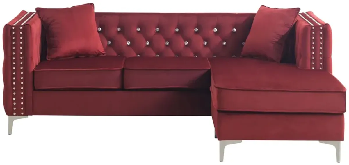 Paige Sofa Chaise in Burgundy by Glory Furniture