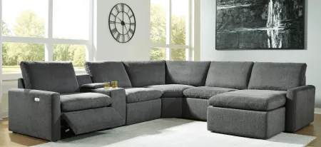 Hartsdale 6-Pc Right Arm Facing Reclining Chaise Sectional in Granite by Ashley Furniture