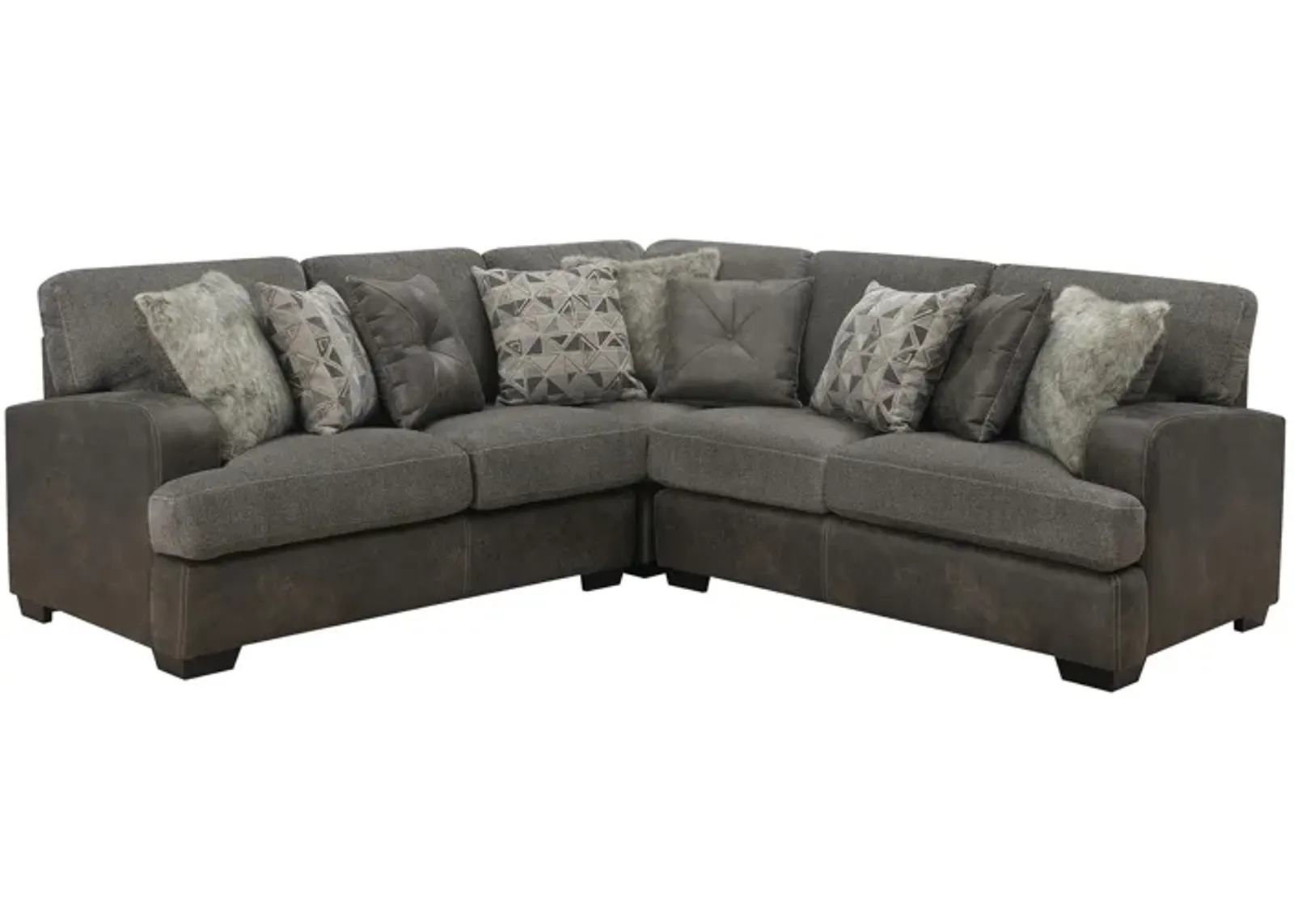 Berlin Modular 3-pc. Sectional in Gray Herringbone & Sanded Microfiber by Emerald Home Furnishings