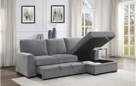 Adelia 2-pc Right Facing Sectional With Pull-Out Bed in Gray by Homelegance