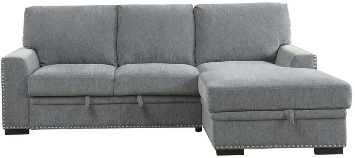 Adelia 2-pc. Right Facing Sectional With Pull-Out Bed in Gray by Homelegance