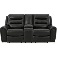 Warlin Power Reclining Loveseat with Console in Black by Ashley Furniture