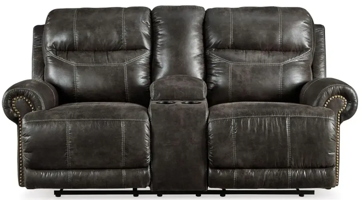 Grearview Power Reclining Loveseat with Console in Charcoal by Ashley Furniture