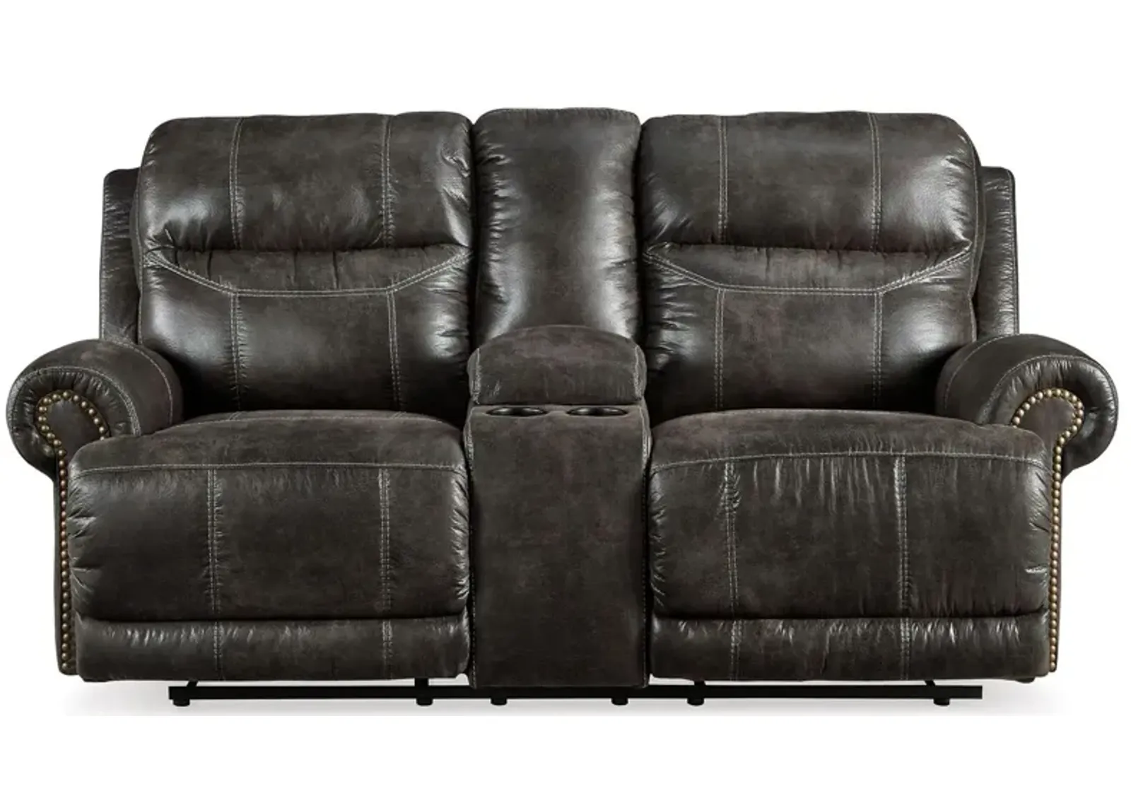 Grearview Power Reclining Loveseat with Console in Charcoal by Ashley Furniture