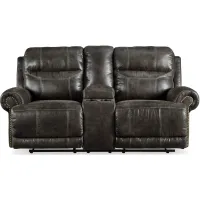 Grearview Power Reclining Loveseat with Console in Charcoal by Ashley Furniture