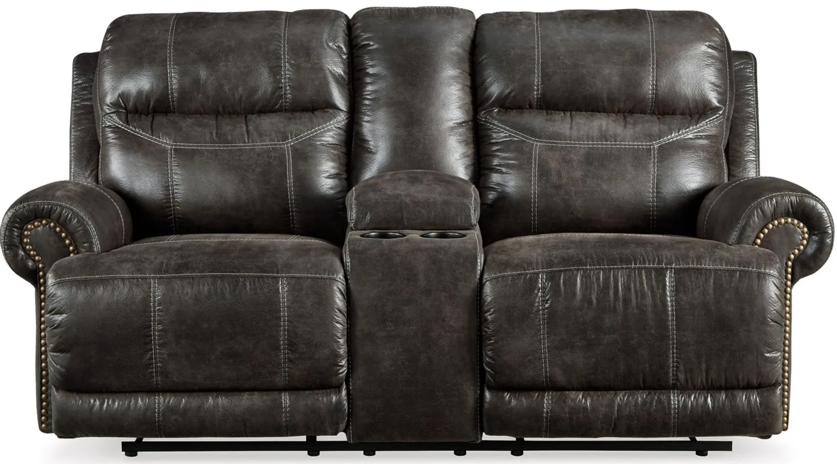 Grearview Power Reclining Loveseat with Console in Charcoal by Ashley Furniture