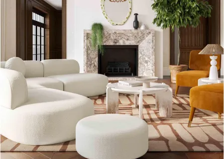 Broohah 3pc. Sectional with Ottoman in Cream by Tov Furniture