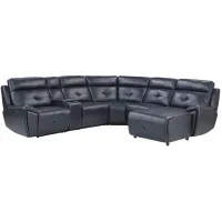 Morelia 6-pc. Modular Reclining Sectional Sofa with Right Arm Facing Chaise in Navy Blue by Homelegance