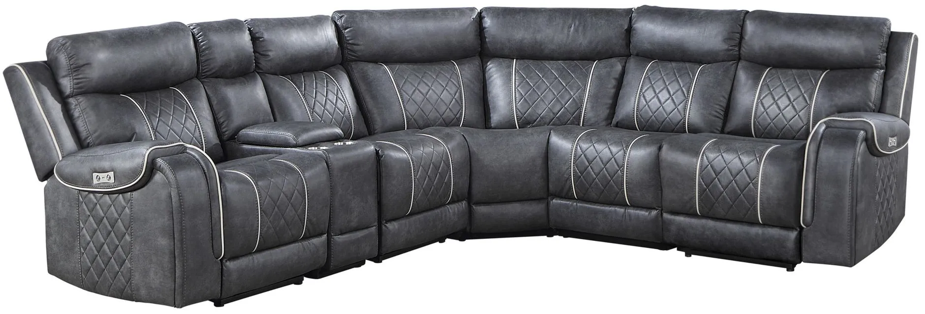 Dawson 6-Pc Power Reclining Sectional in Gray by Homelegance