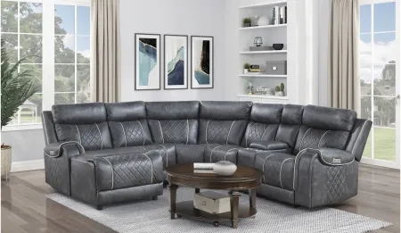 Dawson 6-pc Power Reclining Sectional w/ Left Chaise in Gray by Homelegance