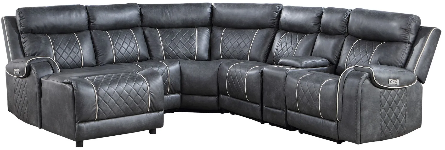 Dawson 6-pc Power Reclining Sectional w/ Left Chaise in Gray by Homelegance