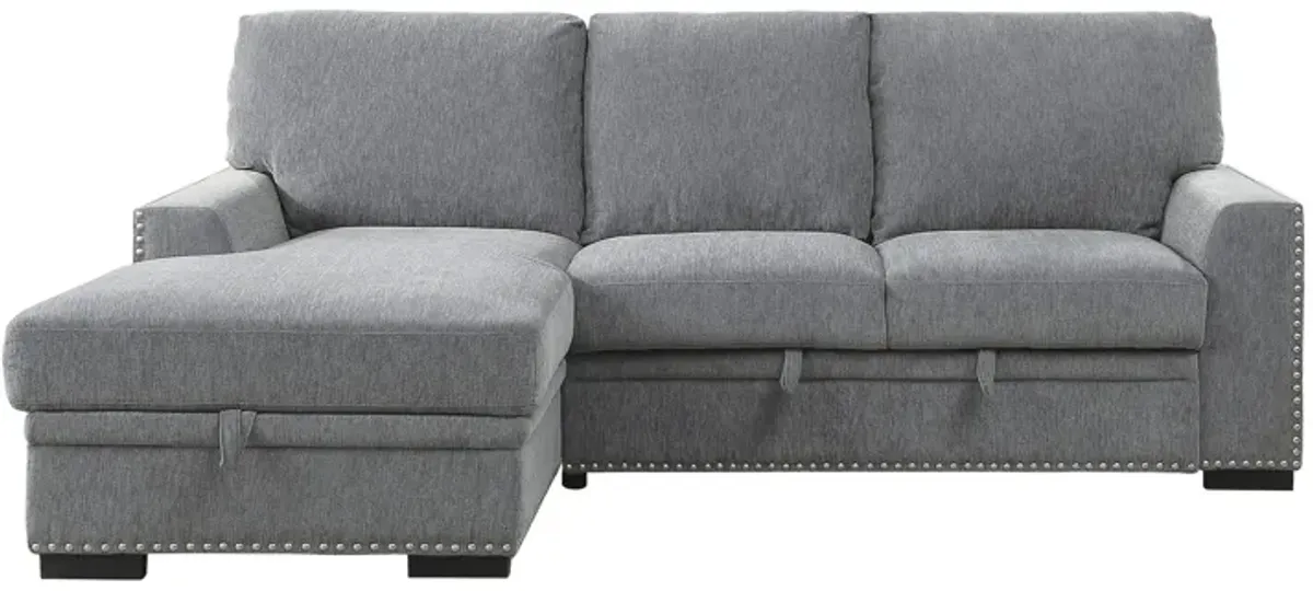 Adelia 2-pc. Left Facing Sectional With Pull-Out Bed in Gray by Homelegance