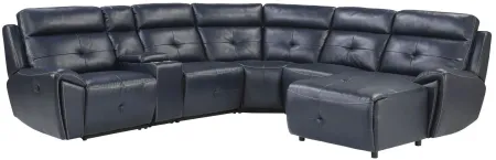 Morelia 6-pc Modular Reclining Sectional Sofa With Left Arm Facing Chaise in Navy Blue by Homelegance