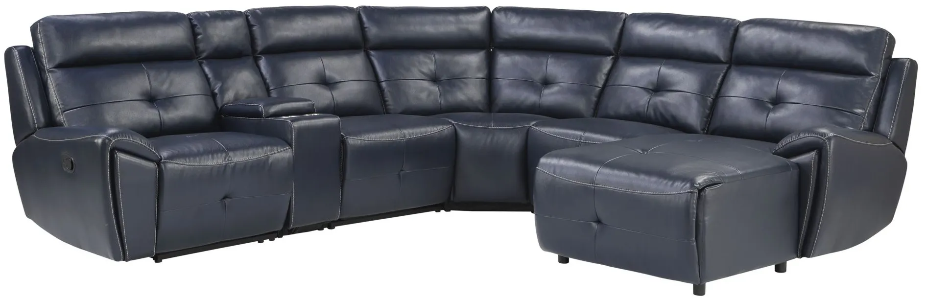 Morelia 6-pc. Modular Reclining Sectional Sofa with Left Arm Facing Chaise in Navy Blue by Homelegance